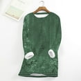 thumbnail image 1 of Tejiojio Women Clothes Women's Winter Leisure Temperament Fashion Plush Warm Underwear Ethnic Wind Flower Long Sleeve Round Neck Top, 1 of 4