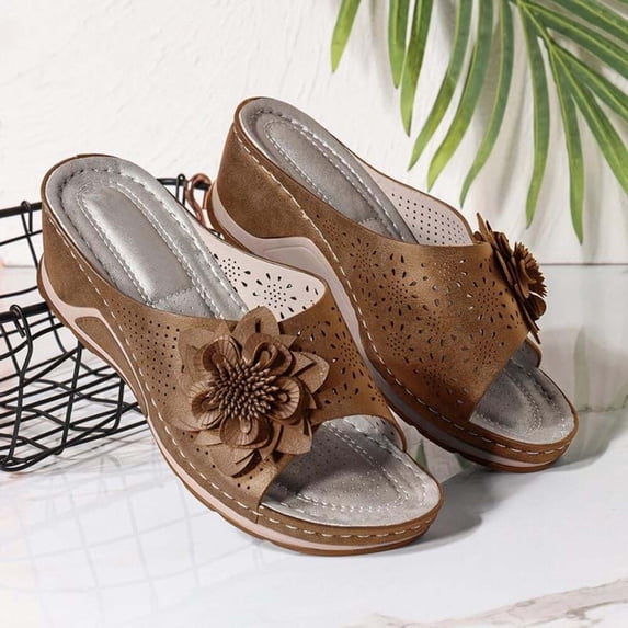 Tejiojio Women House Slippers,Woman's Fish Mouth Collection Leather Soft Footbed Orthopedic Arch-Support Sandals