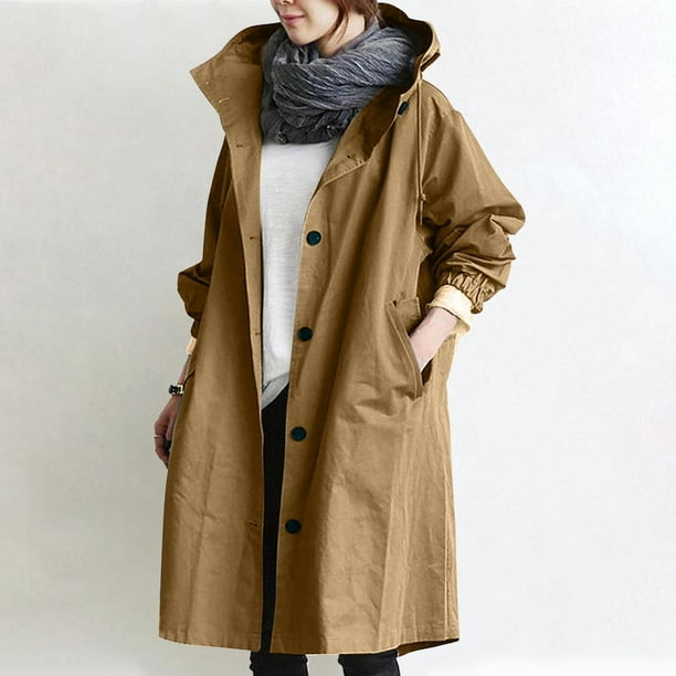 Tejiojio Women Jacket Hooded Windproof Lightweight Plus Size