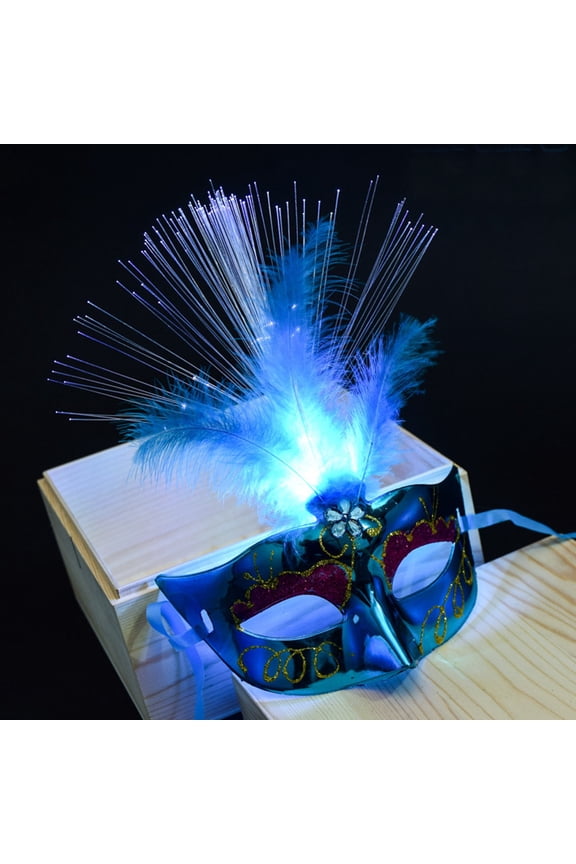 Women Venetian Ledfiber Mask Masquerade Fancy Dress Party Princess Feather Masks