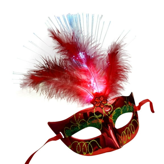 Tejiojio Women Venetian Ledfiber Mask Masquerade Fancy Dress Party Princess Feather Masks
