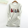 thumbnail image 1 of Tejiojio Women Warm Sherpa Lined Fleece Crewneck Sport Christmas Print Velvet Sweatshirt Pullover Loungewear Underwear Top, 1 of 5