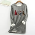 thumbnail image 1 of Tejiojio Women Warm Sherpa Lined Fleece Crewneck Sport Christmas Print Velvet Sweatshirt Pullover Loungewear Underwear Top, 1 of 5