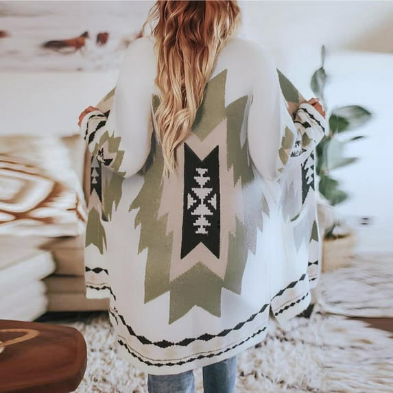 Tejiojio Women's Day Clearance Women's Winter Vintage Tribal Knitted Cardigan Sweater Coat Blouse Top