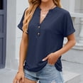 thumbnail image 1 of Tejiojio Women's V- Neck Hollow Out Recreational Short Sleeve Tops Blouse, 1 of 5