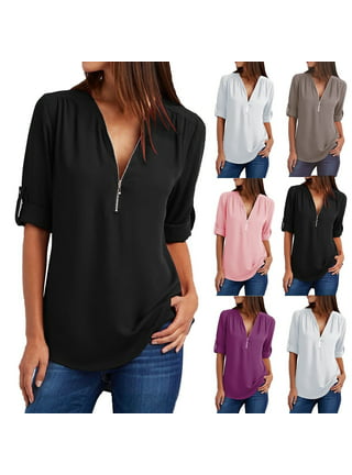 Dyegold Women Tops Ladies Quarter Sleeve Tops For Women Womens Tops 3/4  Sleeve Fall Outfits Oversized ​Trendy Tunic Tops ​Plus Size Tops For Women  Summer ​Free Shipping 
