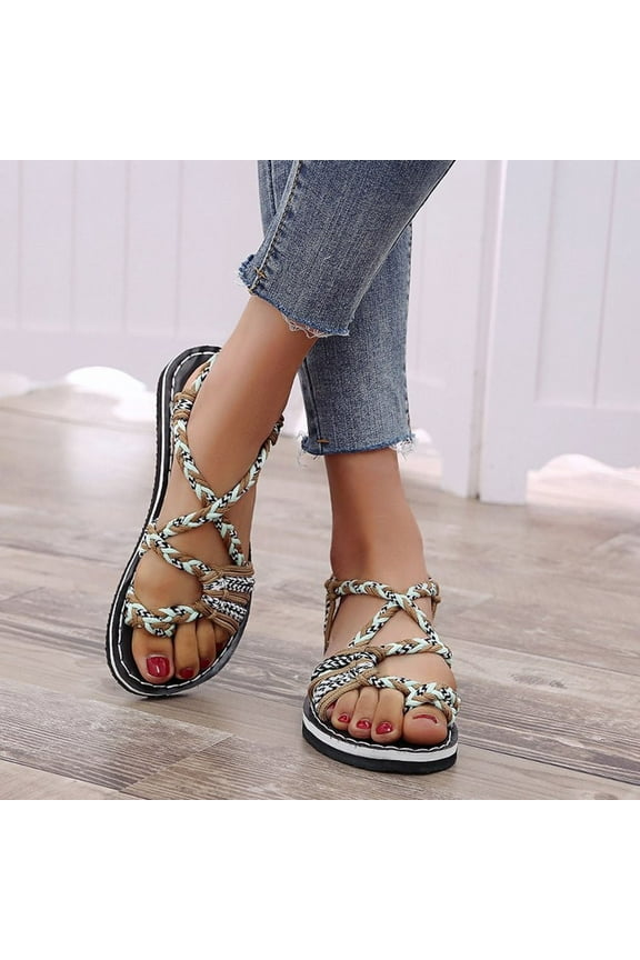 Womens Sandals,Clearance Ladies Flip-Flops Flat Heel Bohemian Roman Casual Flip Flops Womens Shoes