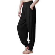 Tejiojio Womens Summer 2024 Clearance Women's Loose High Waist Pants Workout Out Casual Trousers Yoga Gym Pants