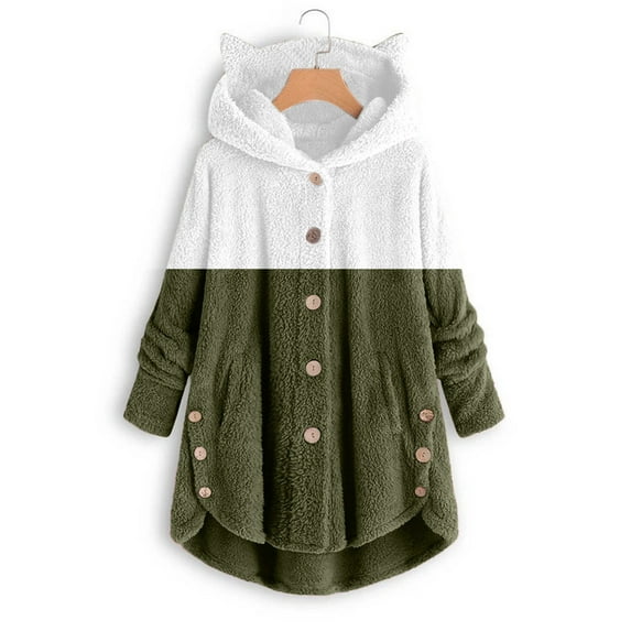 Tejiojio Womens Winter Fleece Teddy Coat Cute Fuzzy Hooded Cardigan Overcoat Casual Loose Jacket