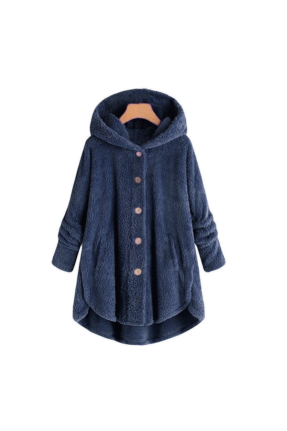 Womens Winter Fleece Teddy Solid Coat Fuzzy Hooded Cardigan Overcoat Casual Loose Jacket
