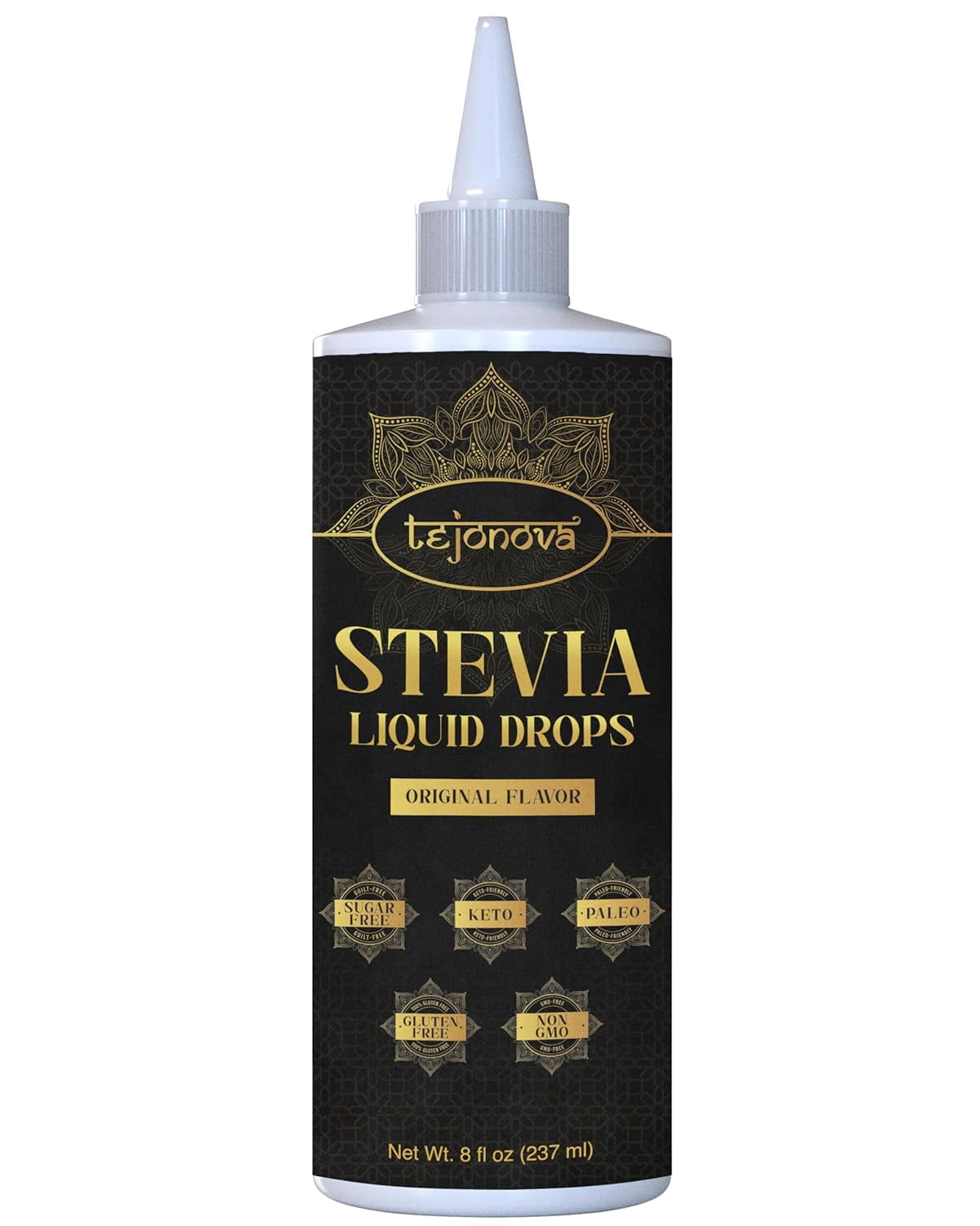 Tejonova Stevia Liquid Drops 8 fl oz, 0 Calorie Sweetener for Low Carb Keto Snacks, No Aftertaste