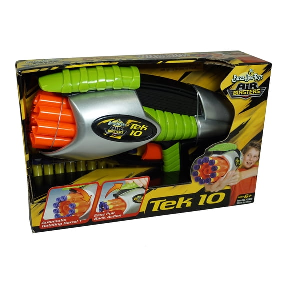 Tek 10 Air Blaster Toy Gun - Automatic Rotating Barrel - Includes 10 Foam Darts