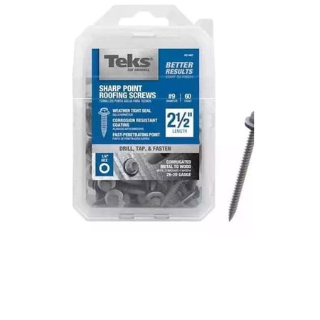 ITW Brands 151546 9 x 2.50 in. Hex Washer Head Sharp Point Metal-to-Wood Roofing Screws - 60 Count