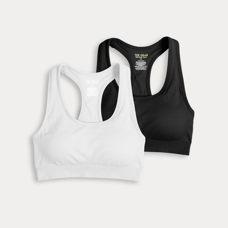 Tek Gear 2 Pack Seamless Racer Back Light Support Bra Color Modern White Size X LARGE