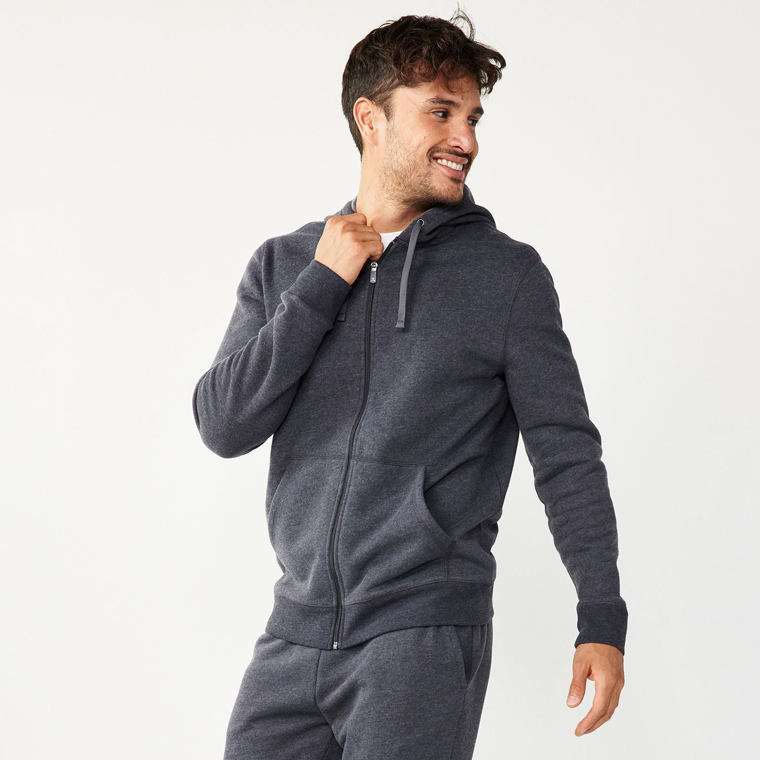 Men's Tek Gear® Ultra Soft Fleece Zip Front Hoodie Color: Grey