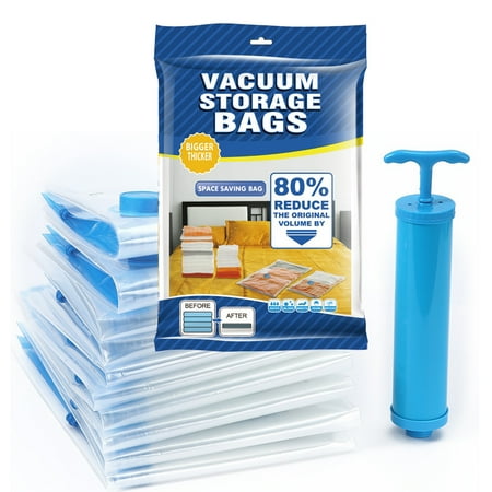 TekDeals 10 x Jumbo Vacuum Storage Bags Travel Space Saver Garment Seal Clothes Hand Pump