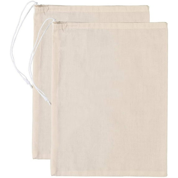 TekDeals 2 Pack Cotton Nut Milk Bag Reusable Food Strainer Brew Coffee Juice Cheese Cloth With Easy Open Drawstrings