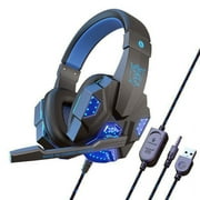 TekDeals 3.5mm Gaming Headset Mic Headphones Stereo Bass Surround For PS5 PS4 PC Xbox One, Blue
