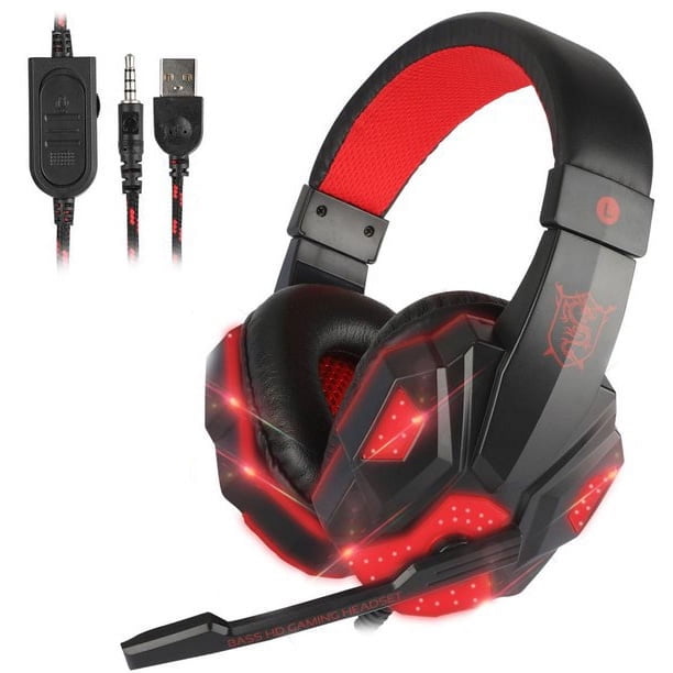 Purple/Stereo Gaming Headset For PS4 PC Xbox One PS5 Controller Noise Cancelling Over Ear Headphones With Mic