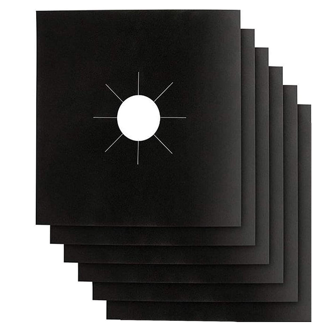 TekDeals 6x Reusable Non-Stick Black Gas Range Stove Top Burner Covers Protector Liner
