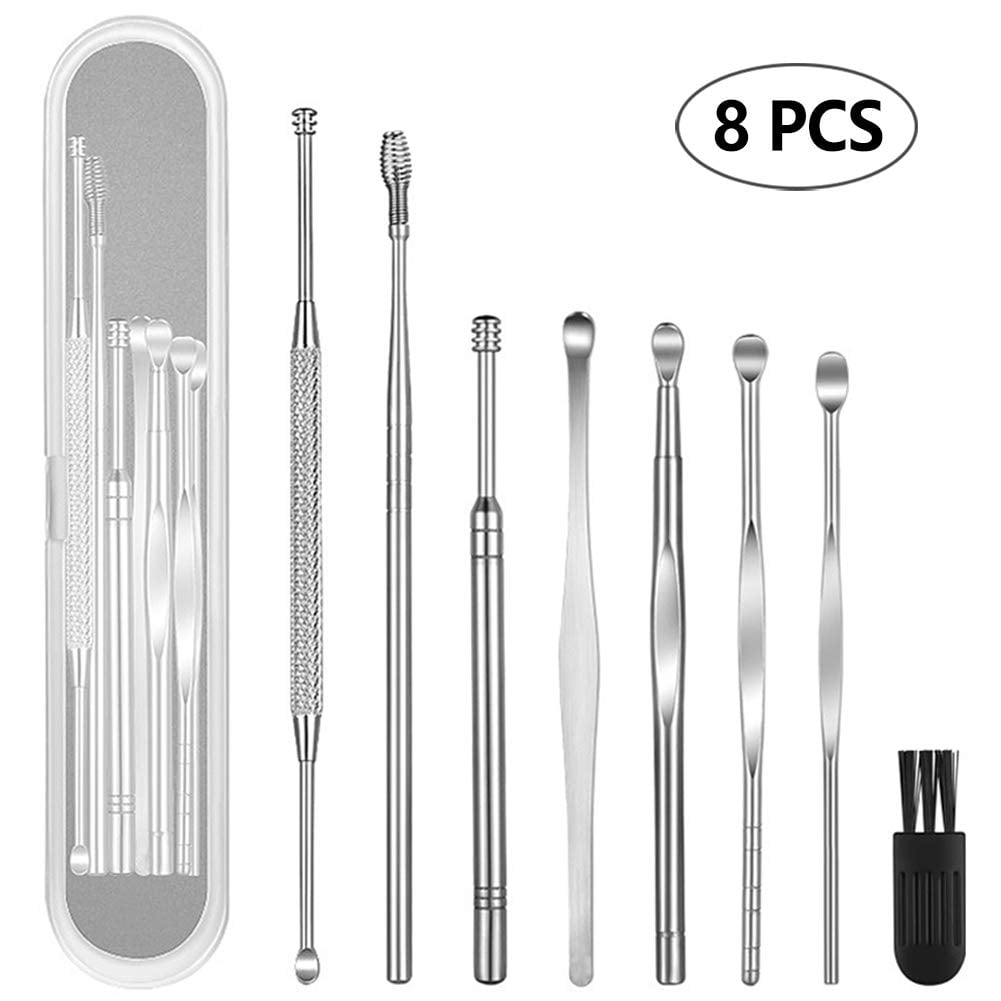 TekDeals 8pcs Earpick Ear Pick Cleaning Set Health Care Tool Ear Wax Remover Cleaner Curette Kit