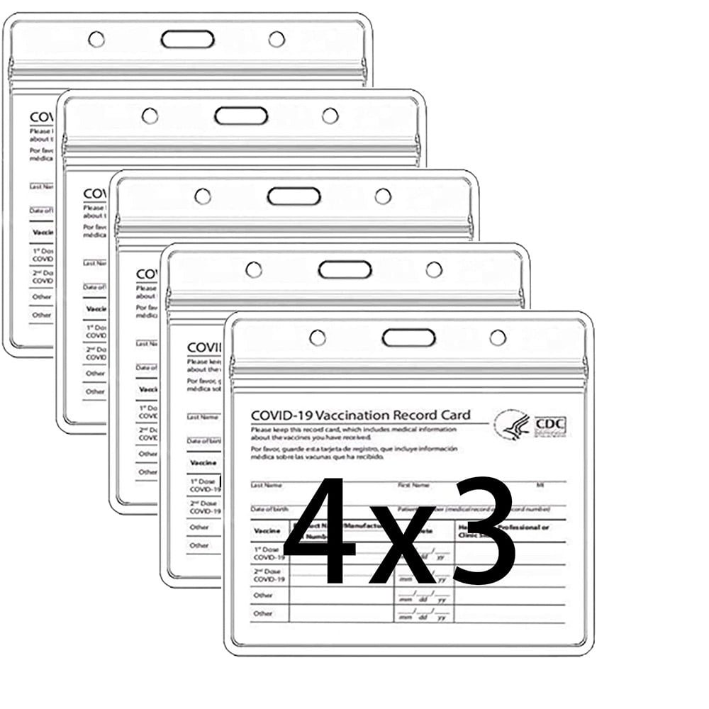 TekDeals CDC Vaccination Card Protector Holder 4.3x3.5 Inches Immunization  Record Horizontal ID Badge Holder, Clear Vinyl Plastic Sleeve Cover ...