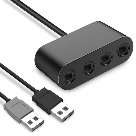 TekDeals Gamecube Controller Adapter 4 Port for Switch Wii U PC Super Smash Bros Turbo