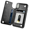 thumbnail image 1 of TekDeals Leather Flip Wallet Card Holder Case Cover For Apple iPhone 13 12 11 Pro, Pro Max, XS Max, XS, XR, X, 8, 7, 6, 6 Plus, 6S, 6S Plus, Black, 1 of 5