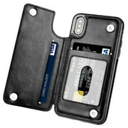 TekDeals Leather Flip Wallet Card Holder Case Cover For Apple iPhone 13 12 11 Pro, Pro Max, XS Max, XS, XR, X, 8, 7, 6, 6 Plus, 6S, 6S Plus, Black