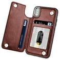 thumbnail image 1 of TekDeals Leather Flip Wallet Card Holder Case Cover For Apple iPhone 13 12 11 Pro, Pro Max, XS Max, XS, XR, X, 8, 7, 6, 6 Plus, 6S, 6S Plus, Brown, 1 of 5