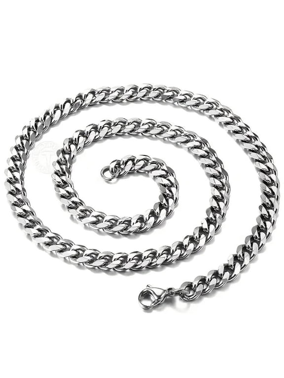 Stainless Steel Cuban Curb Chain Necklace for Men Women, Silver, 3mm Wide, 18 inch