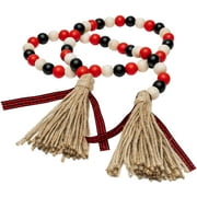 TekDeals Wooden Beads Garland Tassels Farmhouse Rustic Country Hanging Decor With Jute Rope