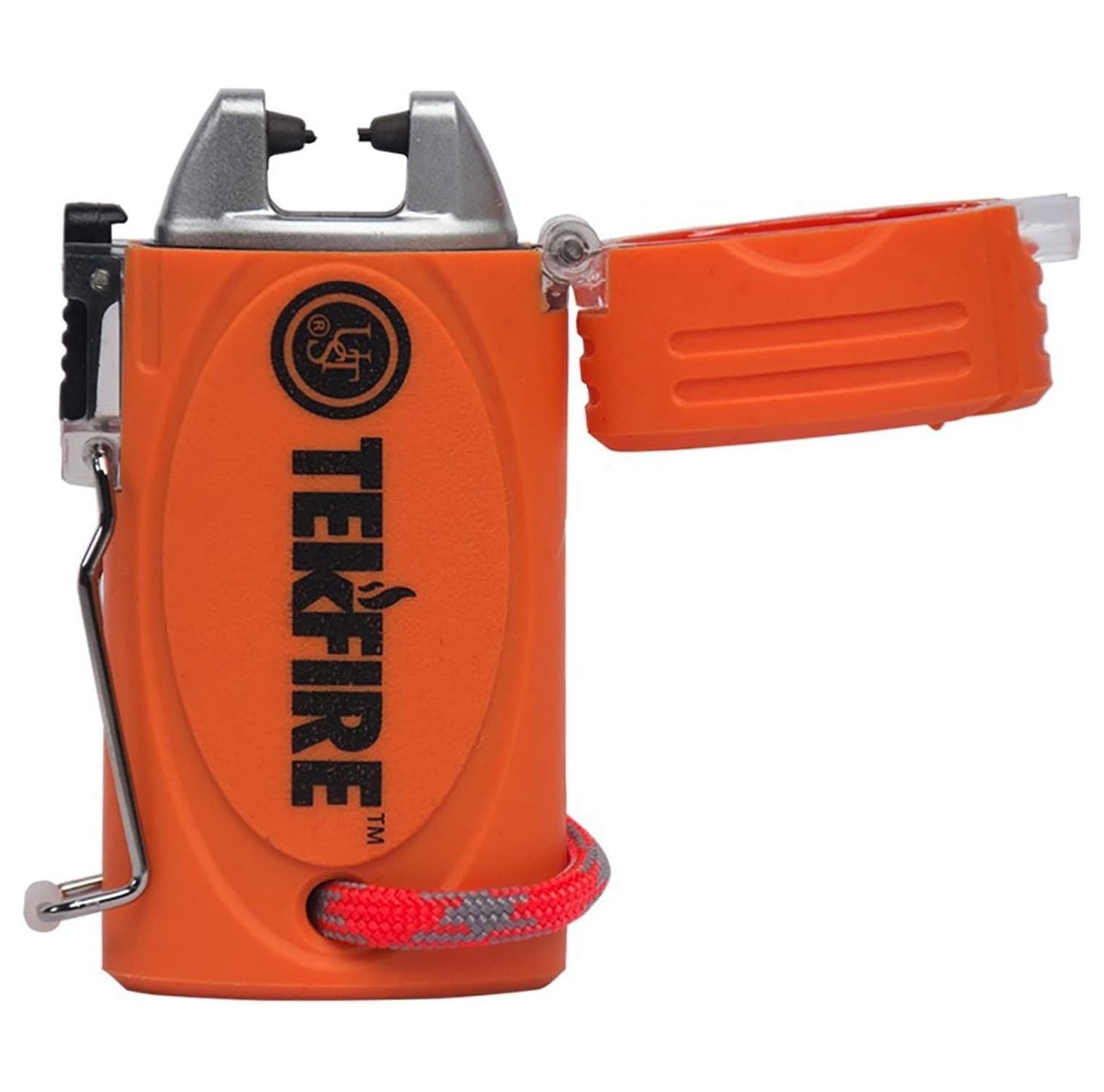 TekFire Fuel-Free Lighter - Electric Arc Flameless Lighter, USB Rechargeable, Windproof - Orange, Ideal for Camping, Backpacking & Hunting