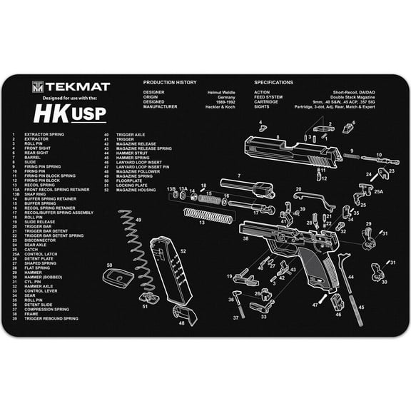 TekMat TEKR17HKUSP HK USP Cleaning Mat HK USP Parts Diagram 11" x 17"