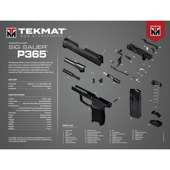 TekMat TEKR20SIGP365 Sig Sauer P365 Ultra 20 Cleaning Mat