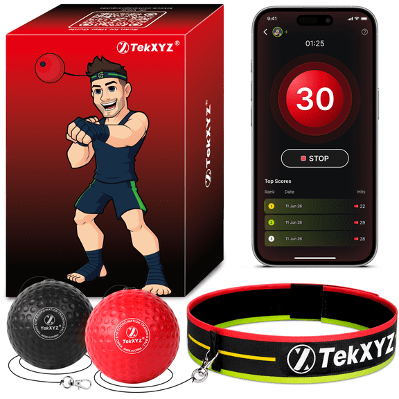 TekXYZ® Boxing Reflex Ball with Counter App & Online Community, Christmas Gifts for Boxers, Boxing Equipment for All Ages