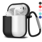 Tekcoo Case Cover For Airpods 1st /2nd, Full Protective Soft Silicone Case Accessories with Keychain for Apple AirPods 1st 2nd Generation Charging Case, Black