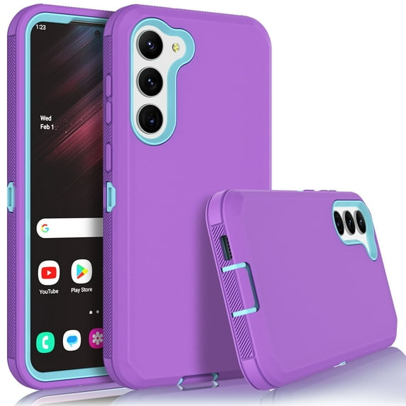 Tekcoo Case for Samsung Galaxy S23 Plus 6.6", Case Cover for Galaxy S23 Plus, Shockproof Heavy Duty Hard Plastic & Rubber Rugged Bumper 3-in-1 Case Cover - Purple