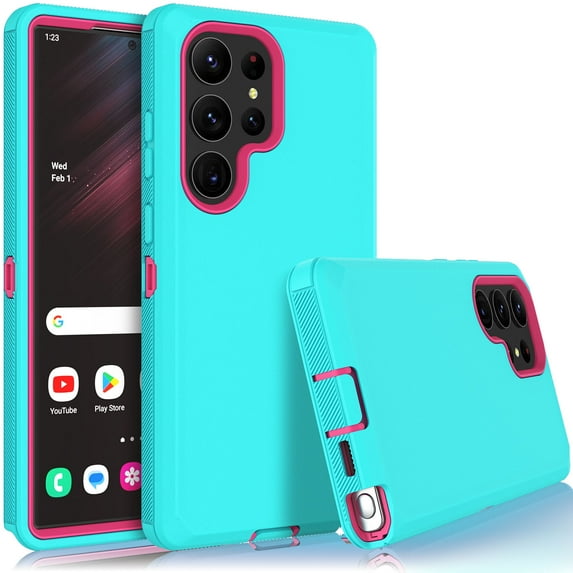 Tekcoo Case for Samsung Galaxy S23 Ultra 6.8", Case Cover for Galaxy S23 Ultra,Shockproof Heavy Duty Hard Plastic & Rubber Rugged Bumper 3-in-1 Case Cover - Mint