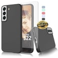 thumbnail image 1 of Tekcoo Case with Screen Protector for Galaxy S22 Ultra S22 S22+ 5G 2022, Slim Protective Hybrid Soft Silicone Hard Back Cover Anti Scratch Bumper Case Cover -Black, 1 of 10