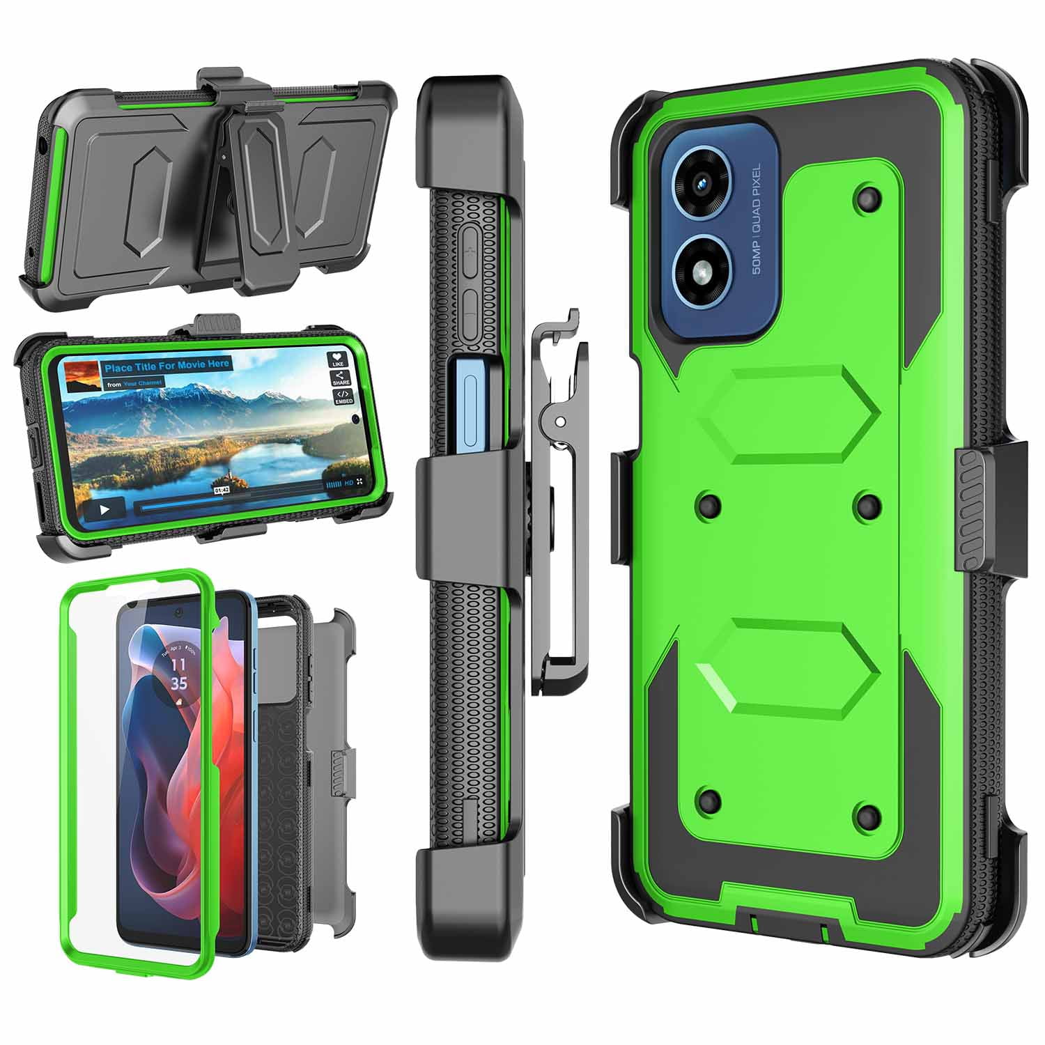 Moto Z3 Case, Motorola Z3 Case, 2018 Moto Z3 Play Holster Clip, Njjex [Nbeck] Shockproof Heavy Duty Built-in Screen Protector Rugged Locking Swivel - Foto 4