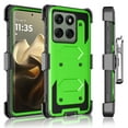 thumbnail image 1 of Tekcoo for Motorola Moto Edge 2025 Case with Belt-Clip Holster, Military Grade Full Body Protection Heavy Duty Shockproof Rugged Phone Case with Kickstand Cover for Motorola Edge 2025 - Green, 1 of 10