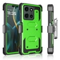 thumbnail image 1 of Tekcoo for Motorola Moto G 5G 2025 Case with [Built-in Screen Protector], Military Grade Shockproof Rugged Phone Case with Belt-Clip Holster & Kickstand Heavy Duty Cover for Moto G 5G 2025 - Green, 1 of 10