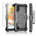 thumbnail image 1 of Tekcoo Rugged Case for Samsung Galaxy A01, Galaxy A01 Case + Tempered Glass Screen Protector [2 Pack], Shockproof Heavy Duty Locking Swivel Holster Belt Clip Kickstand Hard Cover, 1 of 9