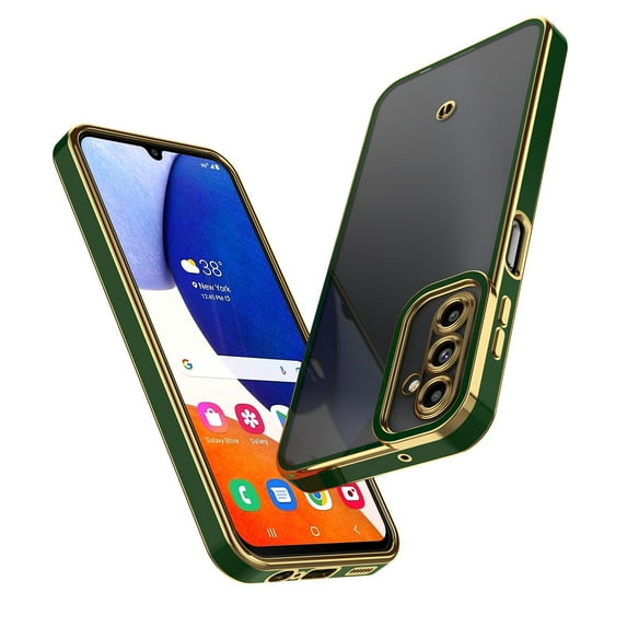 Tekcoo Samsung Galaxy A14 5G Case, Plating Rose Gold Edge Soft Bumper Protective Phone Case Cover for Galaxy A14 5G 6.6", Green/Gold