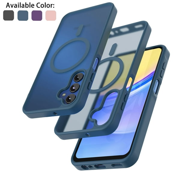 Tekcoo for Samsung Galaxy A15 5G Case, Compatible with MagSafe Military Grade Drop Protection Magnetic Rugged Cover Translucent Back Shockproof Phone Case for Samsung Galaxy A15 5G - Blue