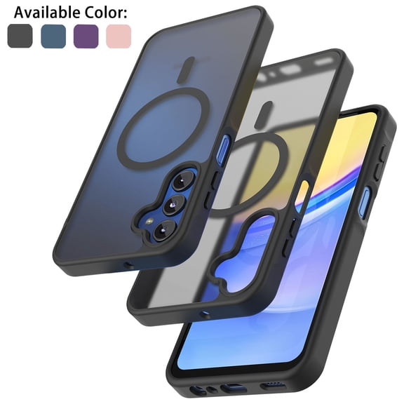 Tekcoo for Samsung Galaxy A15 5G Case, Compatible with MagSafe Military Grade Drop Protection Magnetic Rugged Cover Translucent Back Shockproof Phone Case for Samsung Galaxy A15 5G - Black