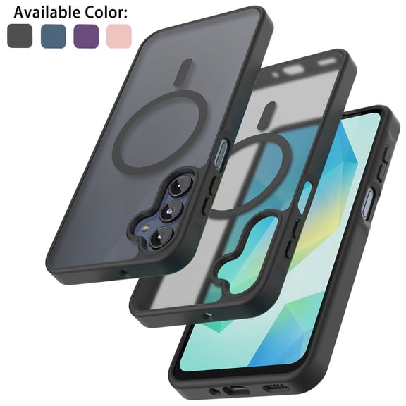 Tekcoo for Samsung Galaxy A16 5G Case, Compatible with MagSafe Military Grade Drop Protection Magnetic Rugged Cover Translucent Back Shockproof Phone Case for Samsung Galaxy A16 5G - Black