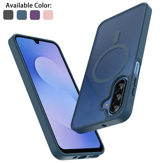 Tekcoo for Samsung Galaxy A17 5G Case, Compatible with MagSafe Military Grade Drop Protection Magnetic Rugged Cover Translucent Back Shockproof Cell Phone Case for Galaxy A17 5G 6.7" - Blue