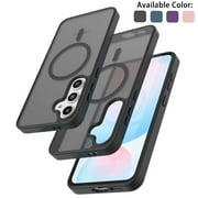 Tekcoo for Samsung Galaxy S24 FE Case, Compatible with MagSafe Military Grade Drop Protection Magnetic Rugged Cover Translucent Back Shockproof Phone Case for Samsung Galaxy S24 FE - Black